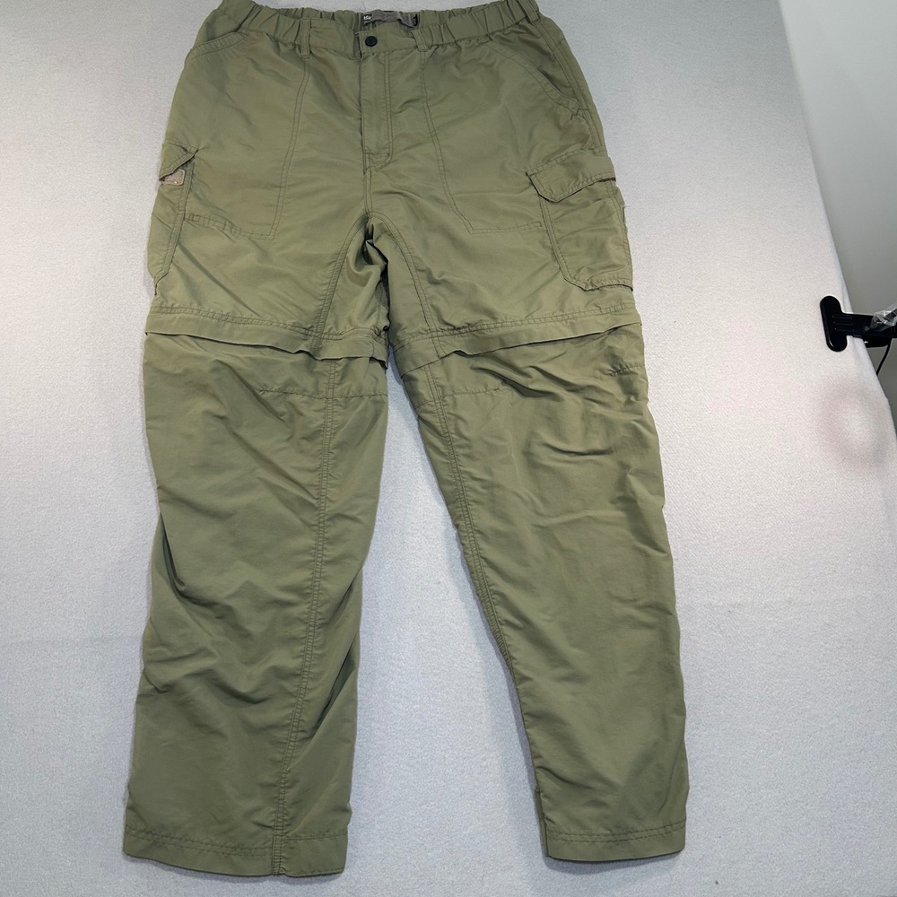 REI Co-op Convertible Pants Mens XL 32L Green Sahara Hiking Zip Off Cargo Trail